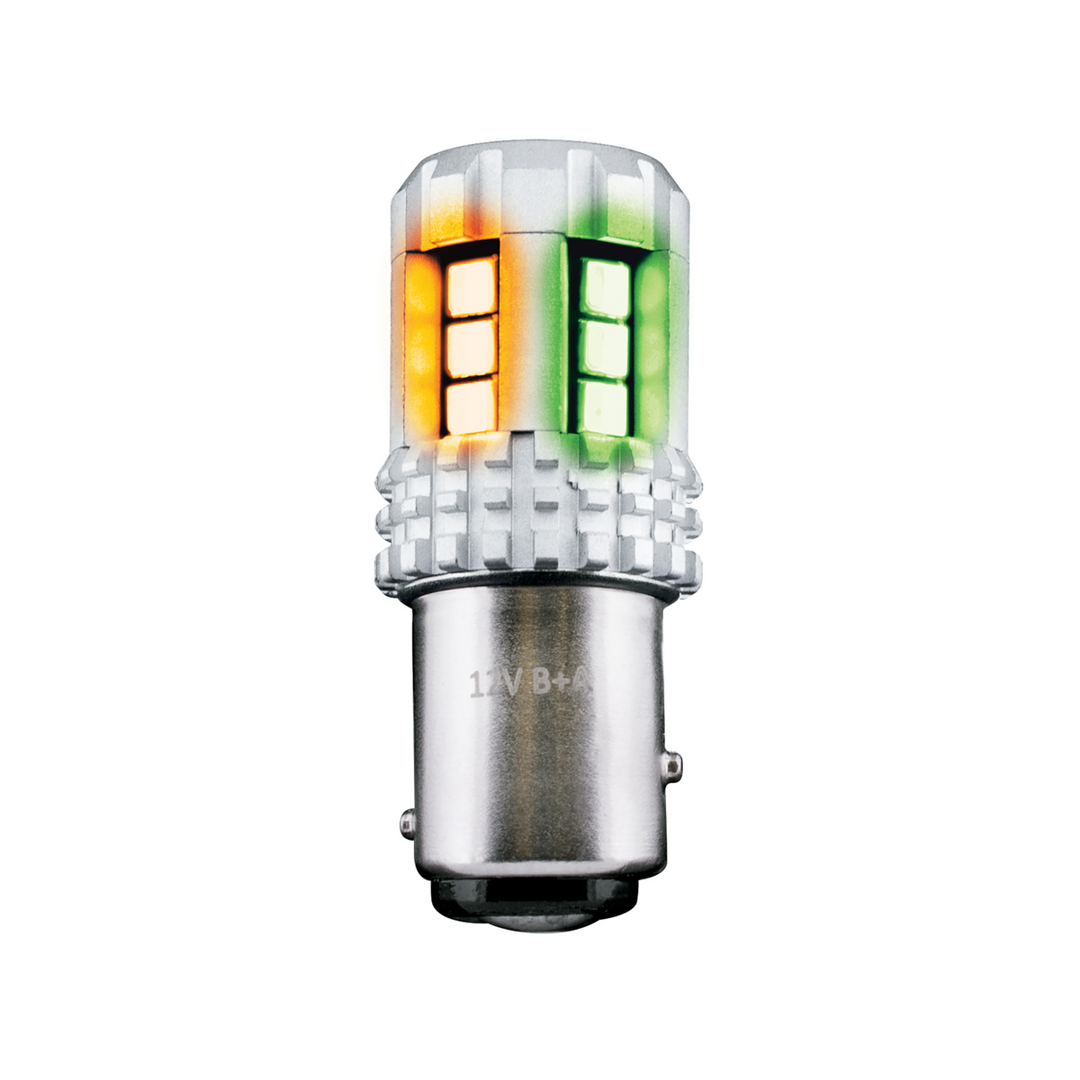 Double Fury High Power 18 LED 1157 Bulb - Amber &amp; Green LED