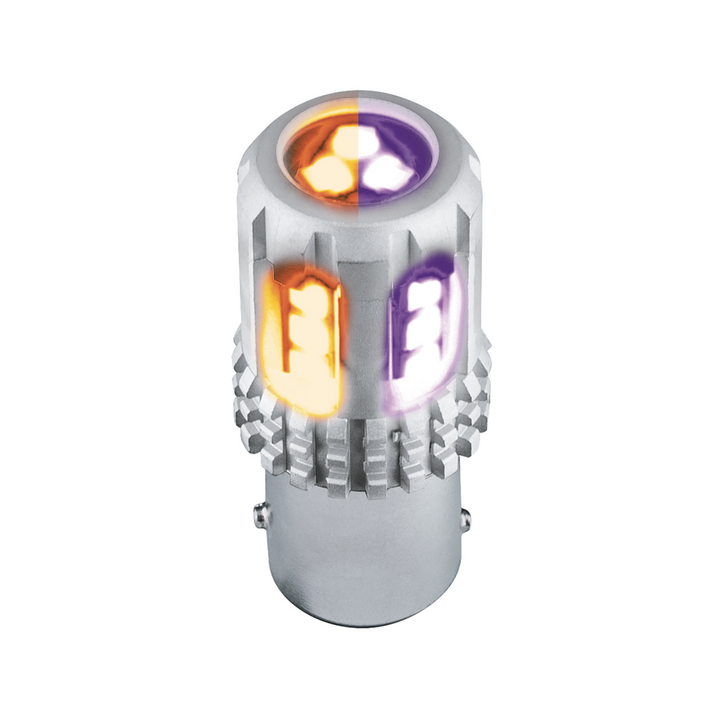 Double Fury High Power 18 LED 1157 Bulb - Amber &amp; Purple LED