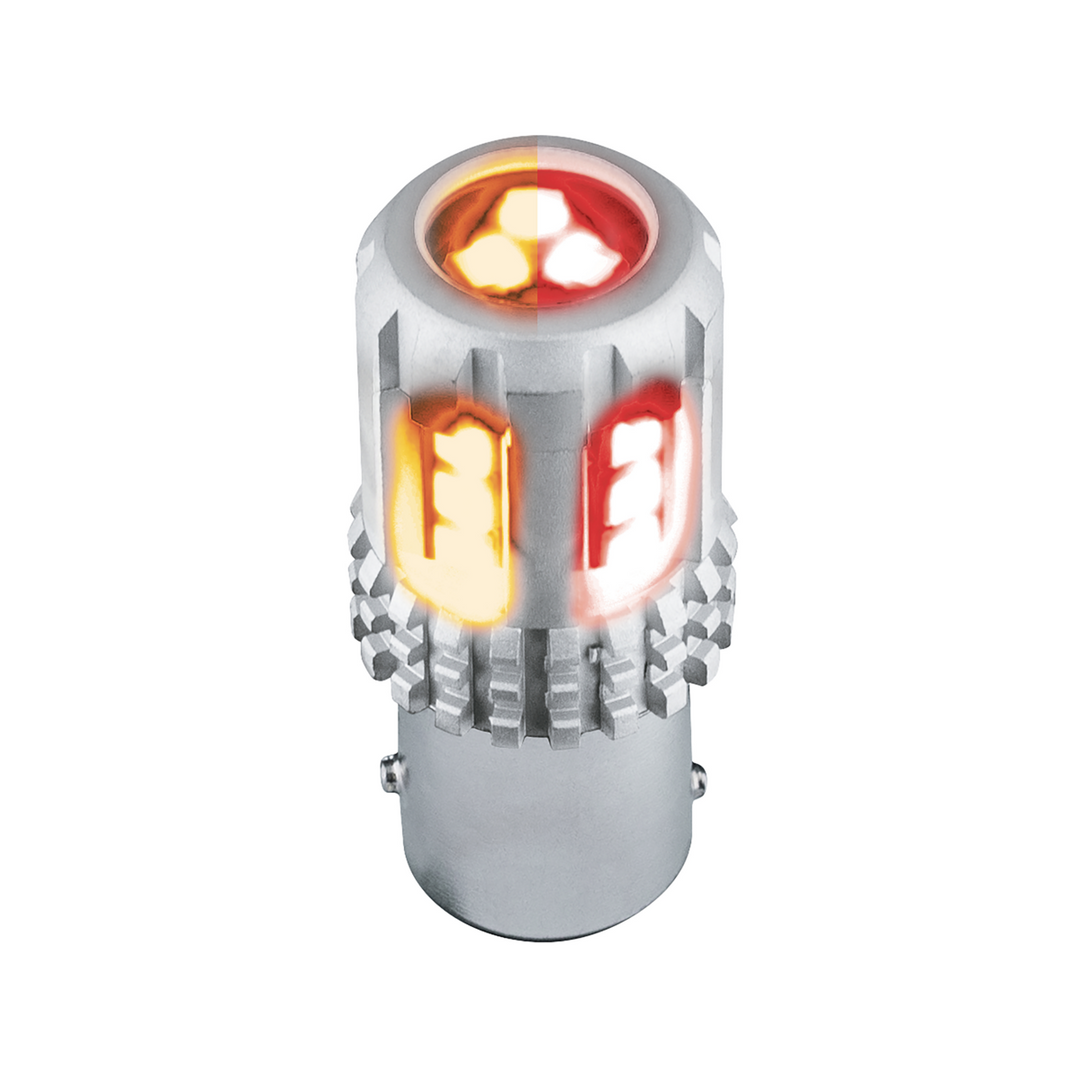 Double Fury High Power 18 LED 1157 Bulb - Amber &amp; Red LED