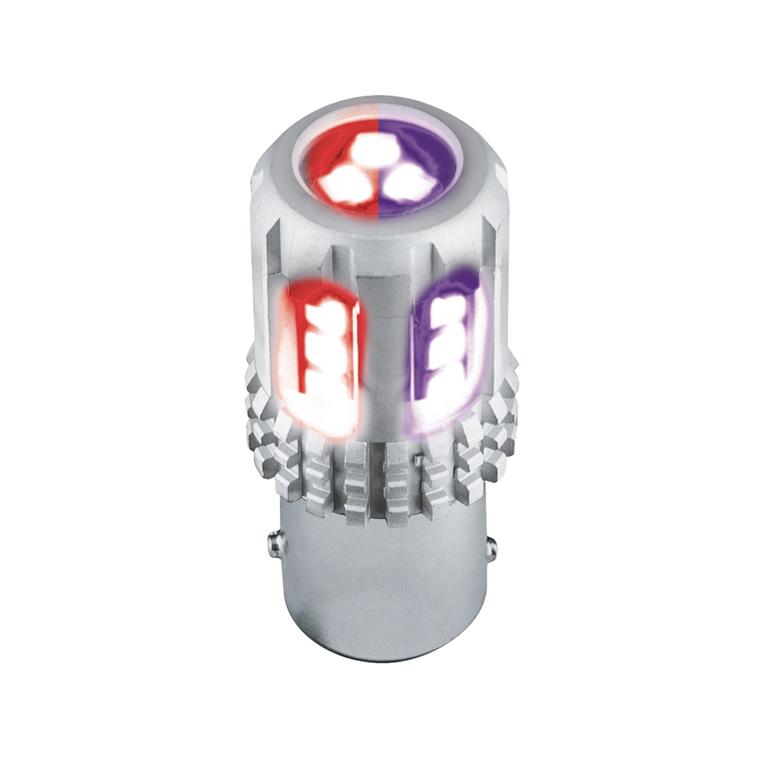 Double Fury High Power 18 LED 1157 Bulb - Red &amp; Purple LED