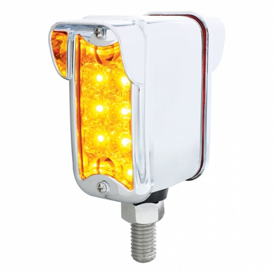 10 LED Dual Function Reflector Double Face Light W/Visor - Vertical Straight Mount - Amber &amp; Red LED/Amber &amp; Red Lens