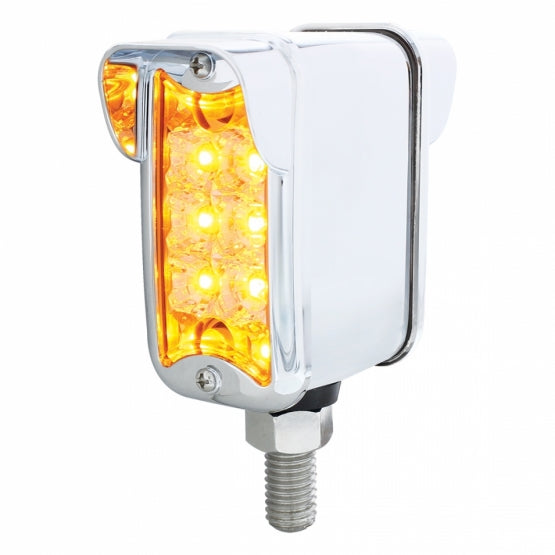 10 LED Dual Function Reflector Double Face Light W/Visor - Vertical Straight Mount - Amber &amp; Red LED/Clear Lens