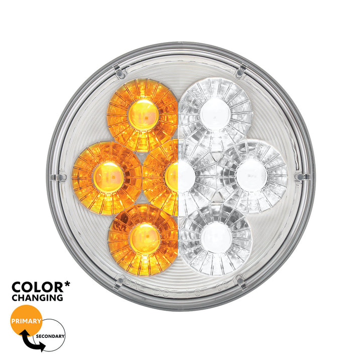 14 LED 4" Round Double Fury Light (Turn Signal) - Amber &amp; White LED/Clear Lens