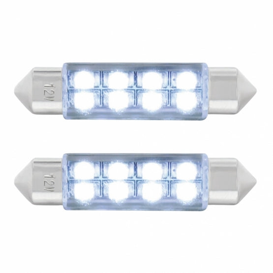 8 SMD High Power Micro LED 211 - 2 Dome Light Bulb - White (2-Pack)