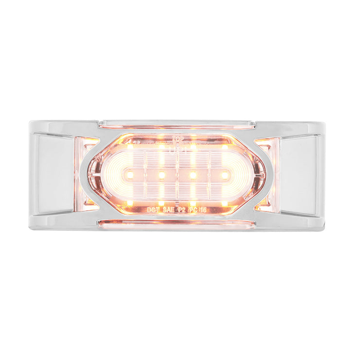 16 LED Reflector Light (Clearance/Marker) With Chrome Bezel - Amber LED/Clear Lens