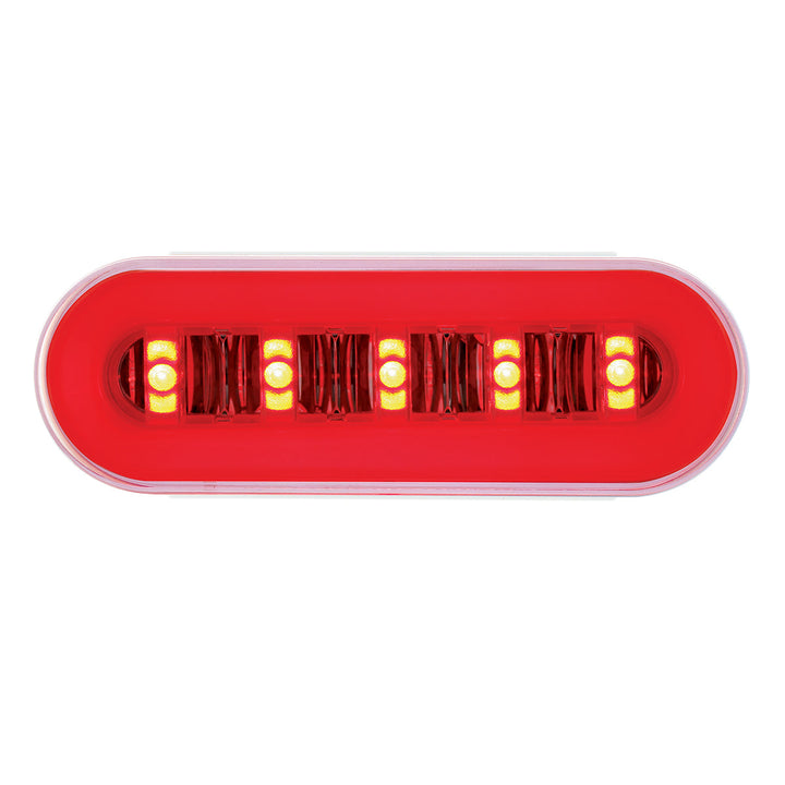 22 LED 6" Oval GloLight With Divider Bar Inner Design (Stop, Turn &amp; Tail) - Red LED/Red Insert (Bulk)