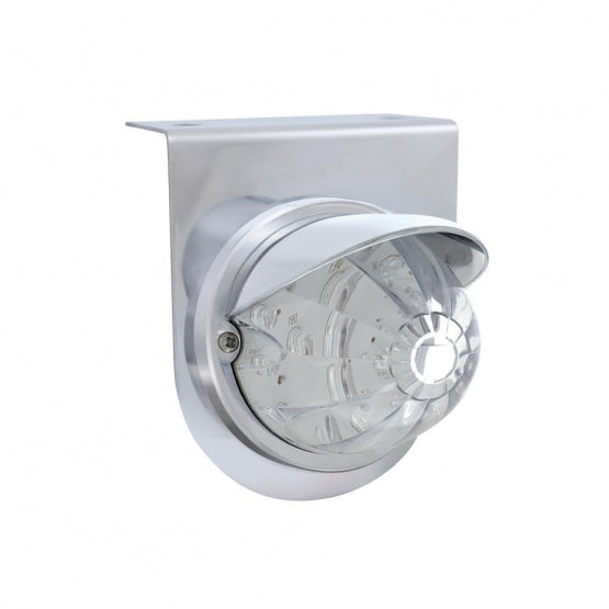 Stainless Light Bracket With 17 LED Watermelon Light &amp; Visor - Amber LED/Clear Lens