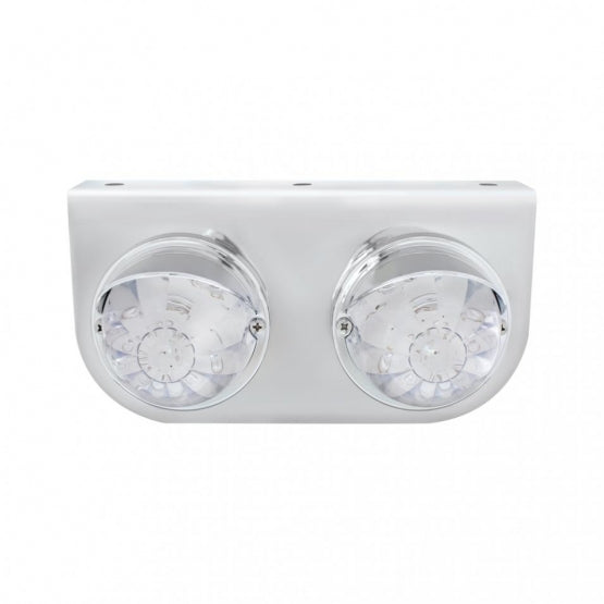 Stainless Light Bracket With 2 x 17 LED Watermelon Lights &amp; Visors - Red LED/Clear Lens
