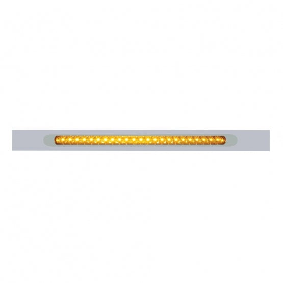 Chrome Top Mud Flap Plate With 23 SMD LED Light Bar &amp; Bezel - Amber LED/Amber Lens (Each)