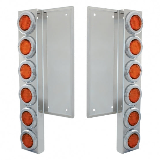 FL Stainless Steel Front Air Cleaner Bracket W/12 x 9 LED 2" Lights &amp; Bezels - Amber LED &amp; Lens