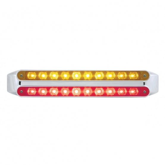 Dual 10 LED 9" Light Bars - Amber &amp; Red LED/Amber &amp; Red Lens