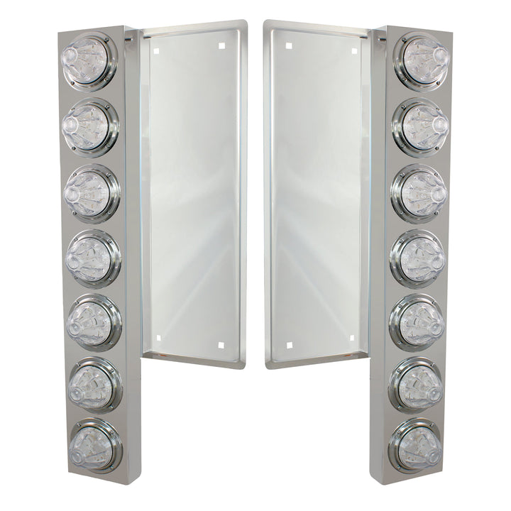 FL Stainless Steel Front Air Cleaner Bracket With 12 x 11 LED Watermelon Lights &amp; Bezels - Amber LED/Clear Lens