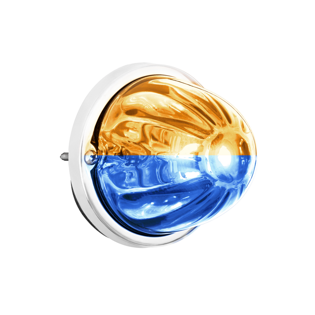360-Degree Double Fury LED Bulb Glass Watermelon Flush Mount Kit - Amber &amp; Blue LED