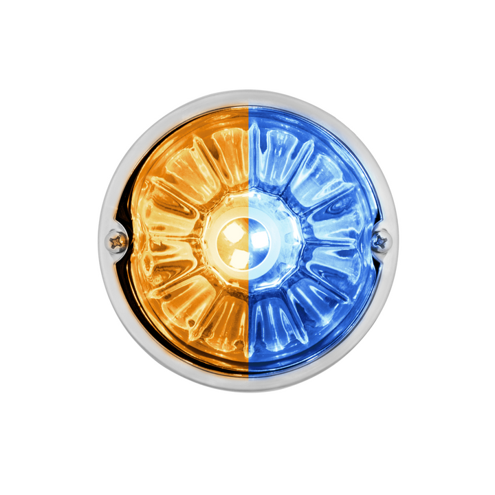360-Degree Double Fury LED Bulb Glass Watermelon Flush Mount Kit - Amber &amp; Blue LED