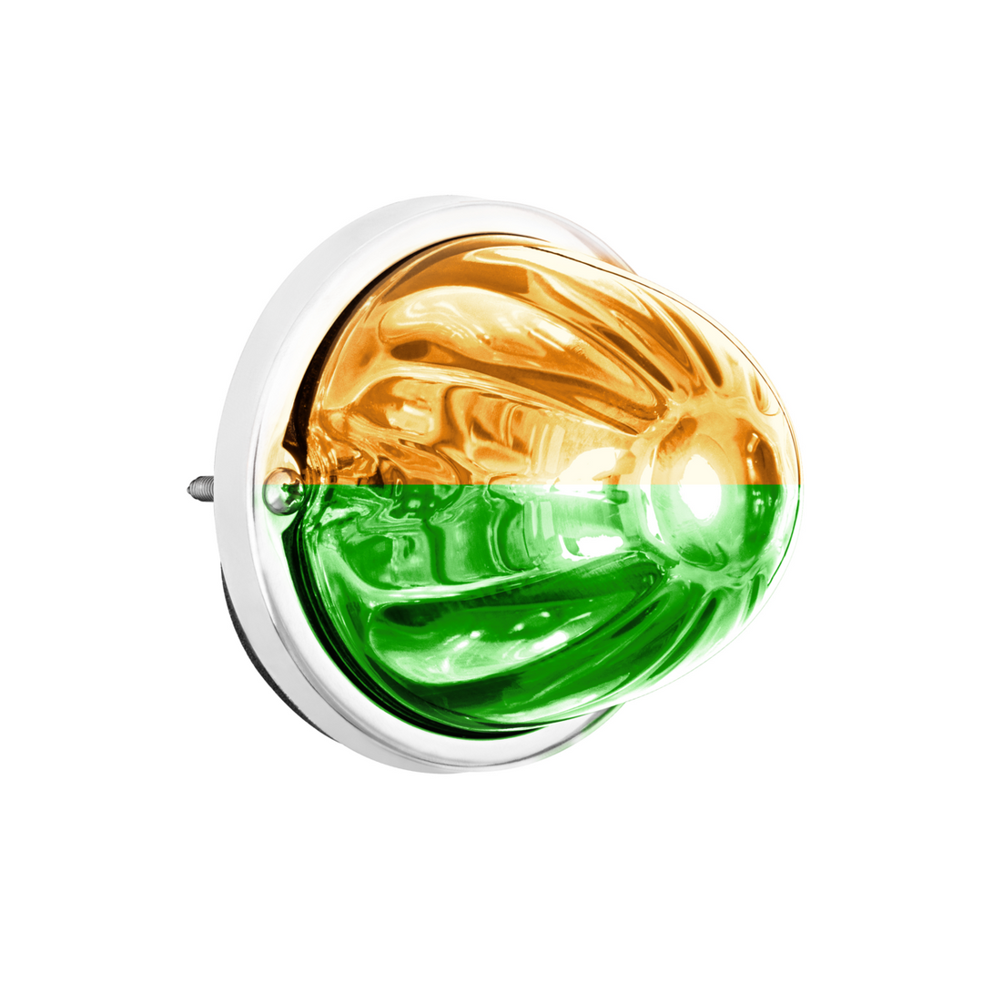 360-Degree Double Fury LED Bulb Glass Watermelon Flush Mount Kit - Amber &amp; Green LED