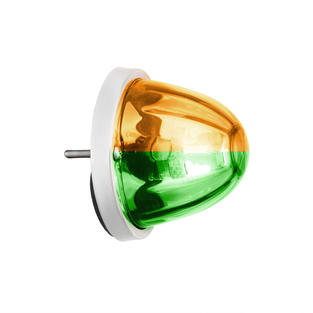 360-Degree Double Fury LED Bulb Glass Watermelon Flush Mount Kit - Amber &amp; Green LED
