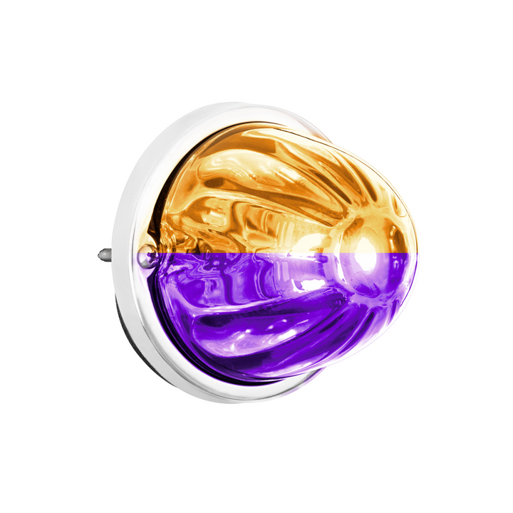 360-Degree Double Fury LED Bulb Glass Watermelon Flush Mount Kit - Amber &amp; Purple LED