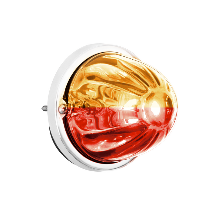 360-Degree Double Fury LED Bulb Glass Watermelon Flush Mount Kit - Amber &amp; Red LED
