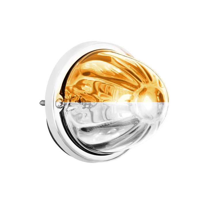360-Degree Double Fury LED Bulb Glass Watermelon Flush Mount Kit - Amber &amp; White LED