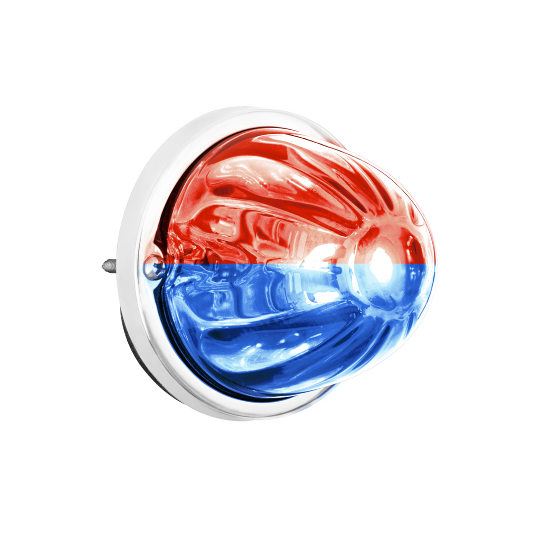 360-Degree Double Fury LED Bulb Glass Watermelon Flush Mount Kit - Red &amp; Blue LED