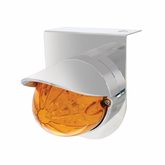 Stainless Light Bracket With 19 LED Bullet Style Grakon 1000 Light &amp; Visor - Amber LED/Amber Lens