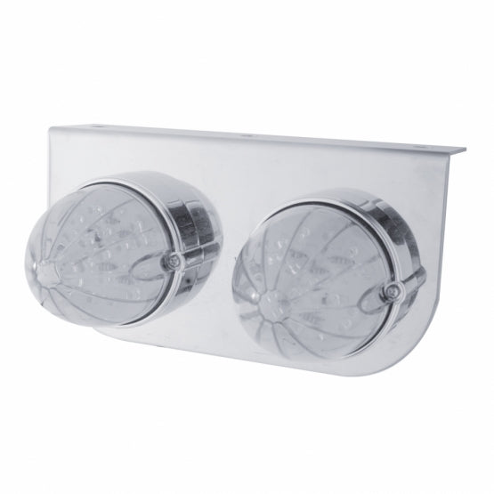 Stainless Light Bracket With 2 x 19 LED Bullet Style Grakon 1000 Lights - Amber LED/Clear Lens