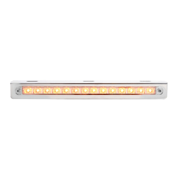 Stainless Light Bracket With 14 LED 12" Sequential Light Bar (Left to Right) - Amber LED/Clear Lens