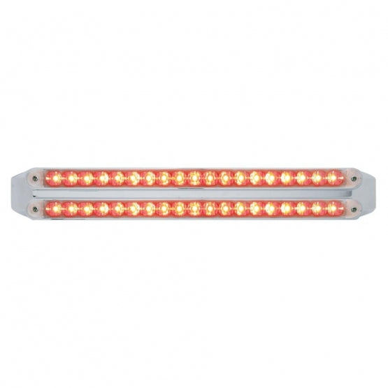 Dual 19 LED 12" Reflector Light Bars (Stop, Turn &amp; Tail) - Red LED/Clear Lens