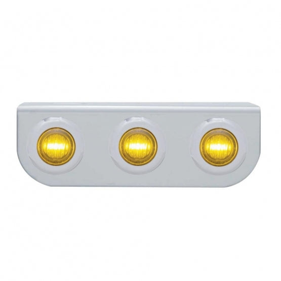 Stainless Light Bracket With 3 x 3 LED 3/4" Mini Lights - Amber LED/Amber Lens