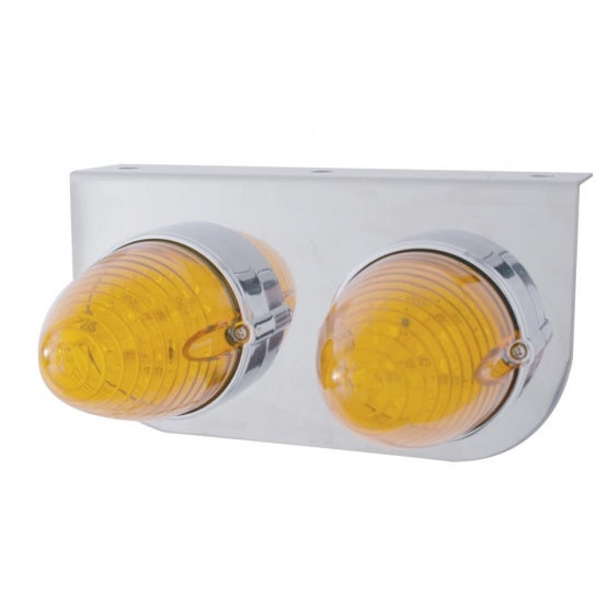 Stainless Light Bracket With 2 x 19 LED Beehive Lights - Amber LED/Amber Lens