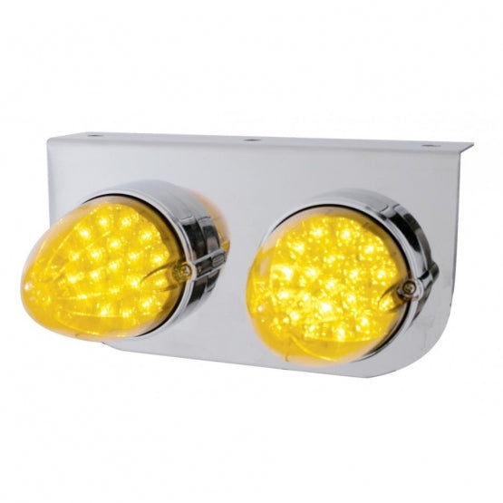 Stainless Light Bracket With 2 x 19 LED Reflector Lights - Amber LED/Amber Lens