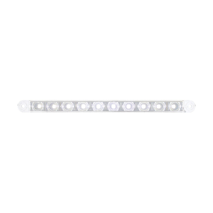 10 LED 9" Dual Function Light Bar - White LED/Clear Lens (Bulk)