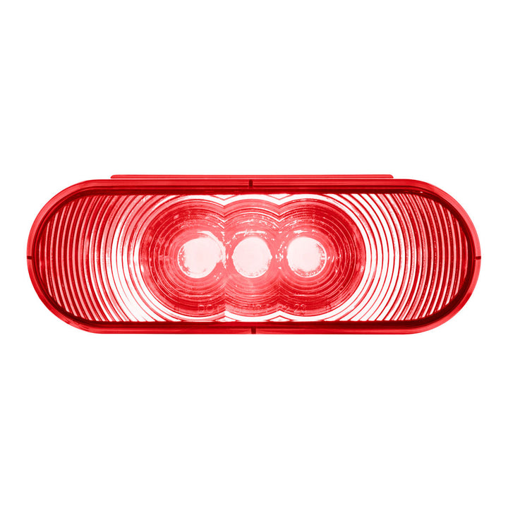 3 LED 6" Oval Light (Stop, Turn, &amp; Tail) - Red LED/Red Lens