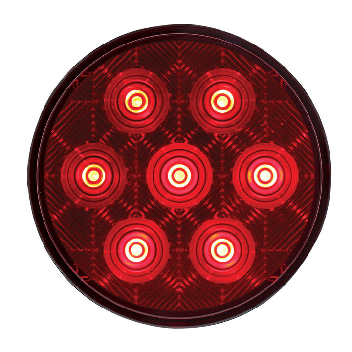 7 LED 4" Round Competition Series Light (Stop, Turn &amp; Tail) - Red LED/Red Lens