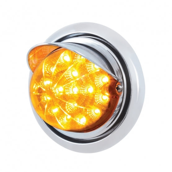 Front Bumper Light With 17 Amber LED Dual Function Clear Reflector Light &amp; Visor For FL Columbia - Amber Lens