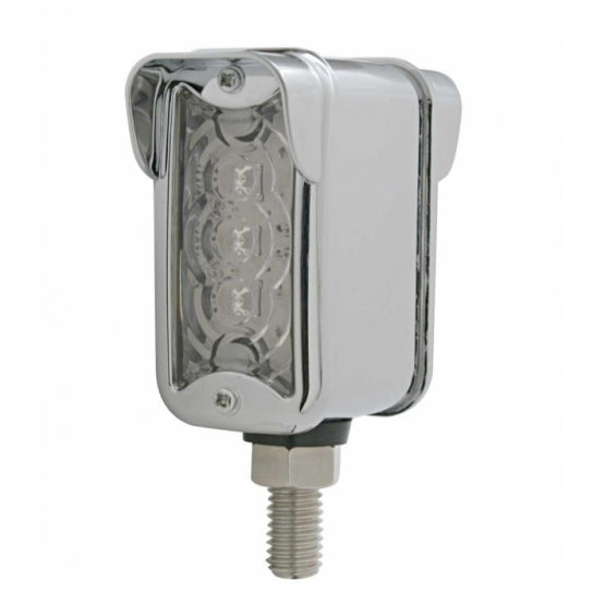 3 LED Single Function Double Face Light W/Visor - Vertical Mount - Amber &amp; Red LED/Clear Lens
