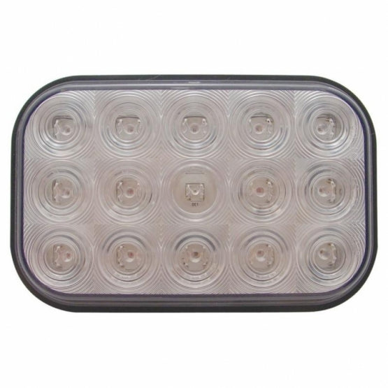 15 LED Rectangular Light (Stop, Turn &amp; Tail) - Red LED/Clear Lens (Bulk)