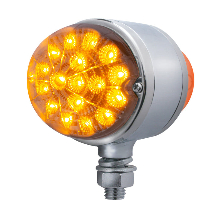 17 LED Dual Function Reflector Double Face Light - Amber &amp; Red LED/Clear Lens