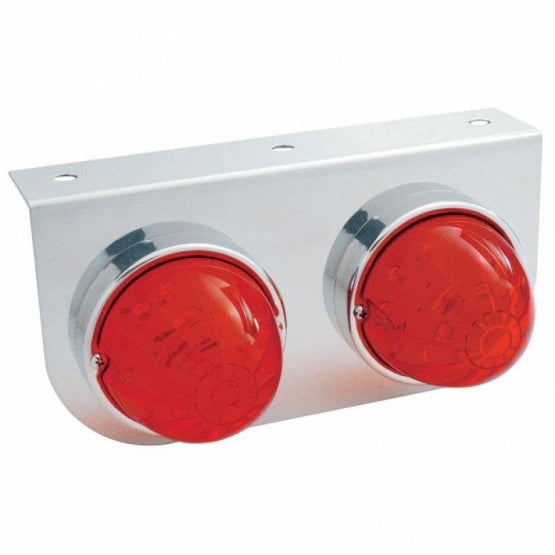Stainless Light Bracket With 2 x 17 LED Dual Function Watermelon Lights - Red LED/Red Lens
