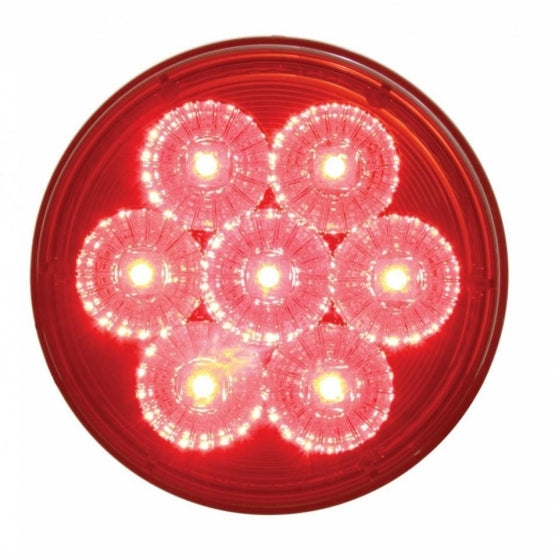 7 LED 4" Round Reflector Light (Stop, Turn &amp; Tail) - Red LED/Red Lens (Bulk)