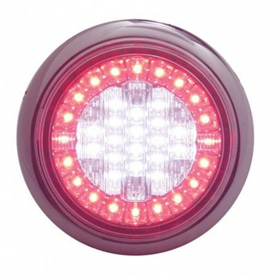 38 LED Euro Style Flange Mount Light (Stop, Turn &amp; Tail) - White LED/Red LED/Clear Lens (Bulk)