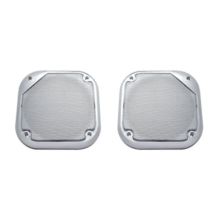 Chrome 5-1/2" Square Speaker Cover For Various Freightliner &amp; Kenworth Models (Pair)