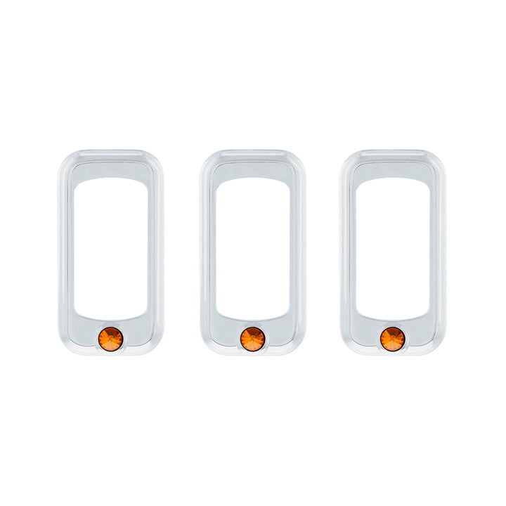 Rocker Switch Bezel For Peterbilt/ Kenworth With Copper Crystal (3-Pack)