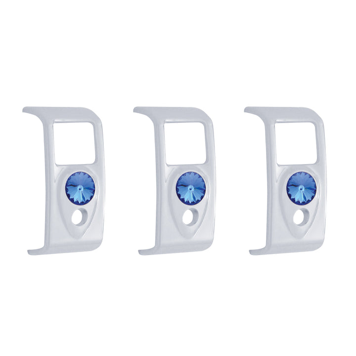 Rocker Switch Cover With Blue Crystal For 2006+ Kenworth (Card Of 3)