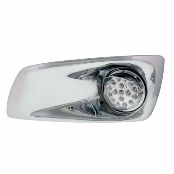 Fog Light Cover With Amber LED Clear Style Reflector Light &amp; Visor For 2007-17 KW T660 - Driver - Clear Lens