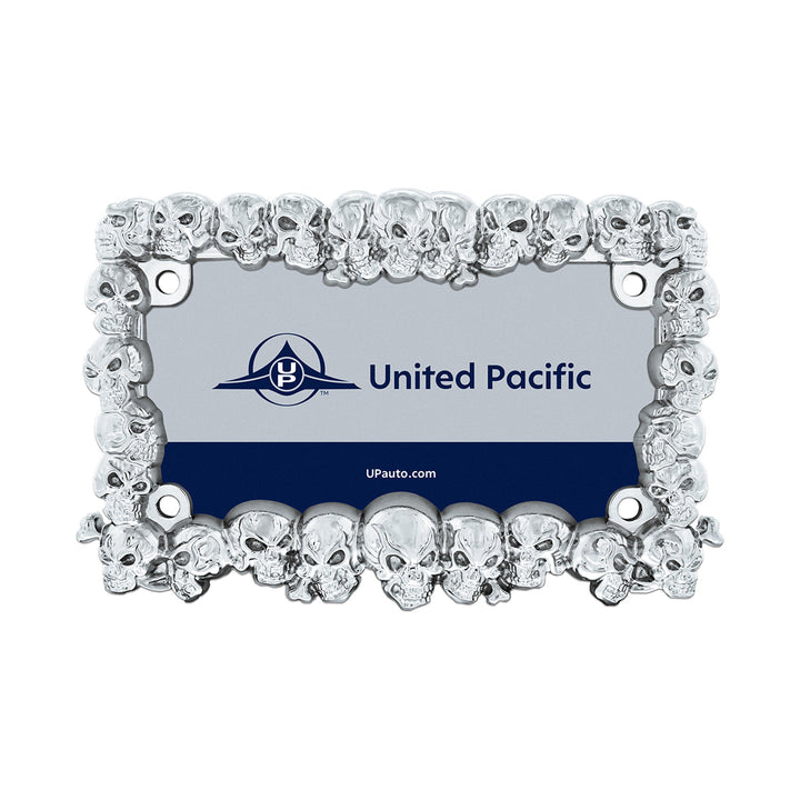 Skull Motorcycle License Plate Frame - Chrome