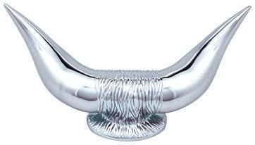 CHROME BULL HORN HOOD ORNAMENT