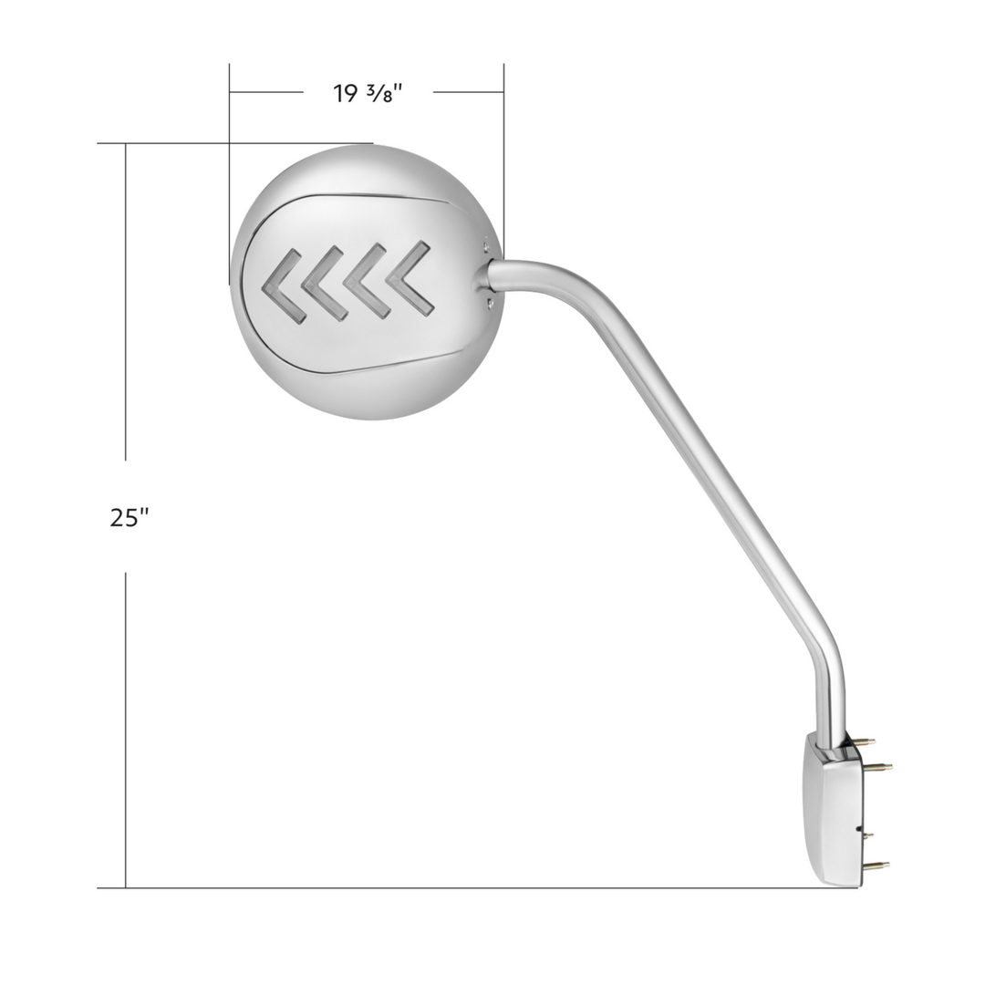 Chrome Hood Mirror Assembly With Sequential LED Turn Signal For 2013-2021 KW T680 &amp; 2012-2021 PB 578 — Passenger