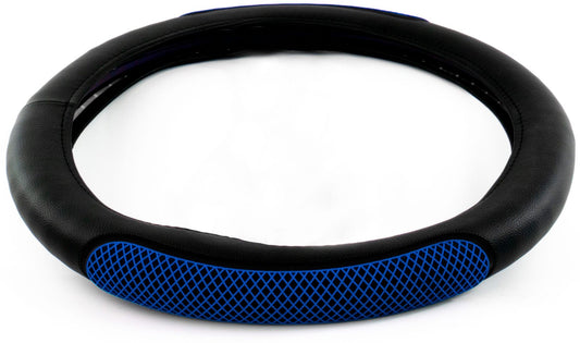 18" RUBBER DIAMOND ANTI-SLIP STEERING WHEEL COVER - BLUE