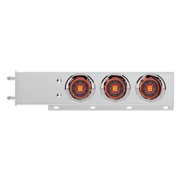 3-3/4" Bolt Pattern Stainless Steel Spring Loaded Bar With 6 x 4" 13 LED Abyss Lights - Red LED/Clear Lens (Pair)